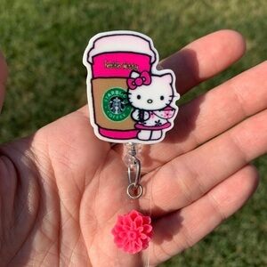 Hello Kitty Starbucks Retractable Badge Holder